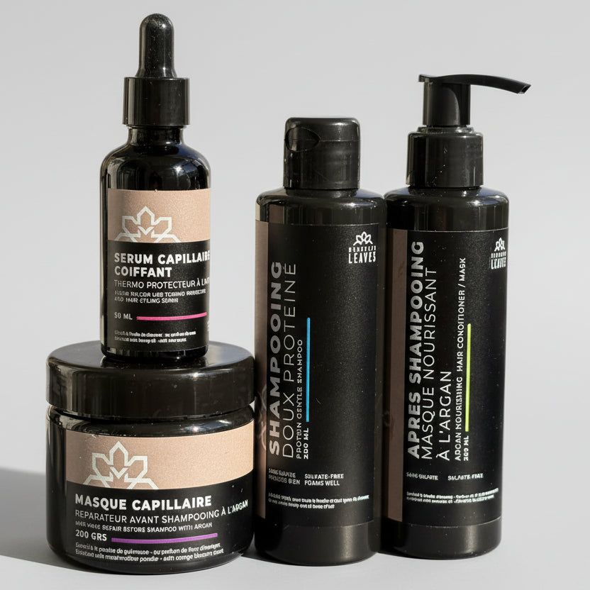 OFFRE EXCEPTI0ONNELLE ROUTINE COMPLETE - pack 4 produits - CHEVEUX SAINS ET BRILLANTS 0 % sulfate, 0% silicones, 0% parabènes