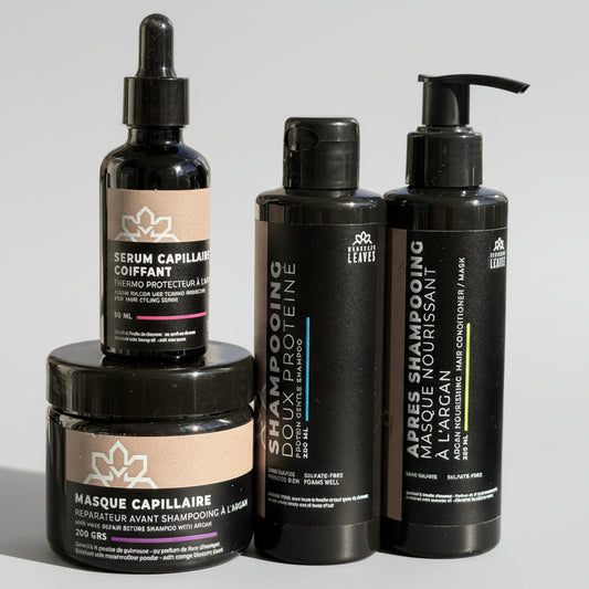 OFFRE EXCEPTI0ONNELLE ROUTINE COMPLETE - pack 4 produits - CHEVEUX SAINS ET BRILLANTS 0 % sulfate, 0% silicones, 0% parabènes